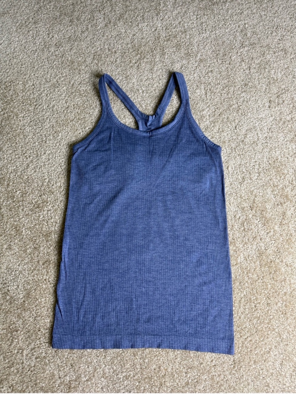Ribbed Blue Racerback Tank Top - Picture 4 of 8